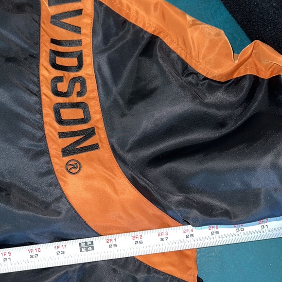 Harley Davidson Embroidered Black & Orange LOGO Motorcycle Jacket - Picture 14 of 15